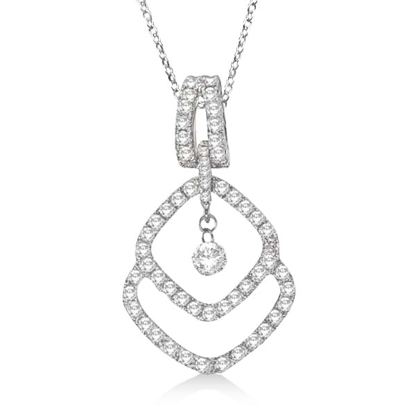 Unique Shape Diamond Pendant Necklace 14k White Gold (0.60ct)