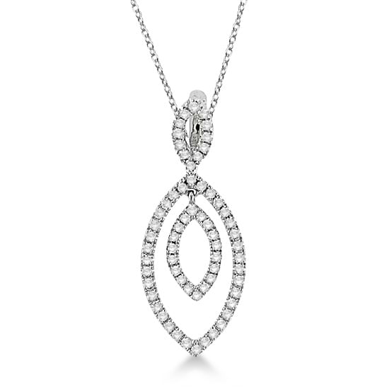 Marquise Shape Diamond Pendant Necklace in 14k White Gold (0.40ct)