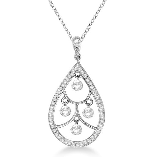 Teardrop Diamond Pendant Necklace 14k White Gold (0.50ct)