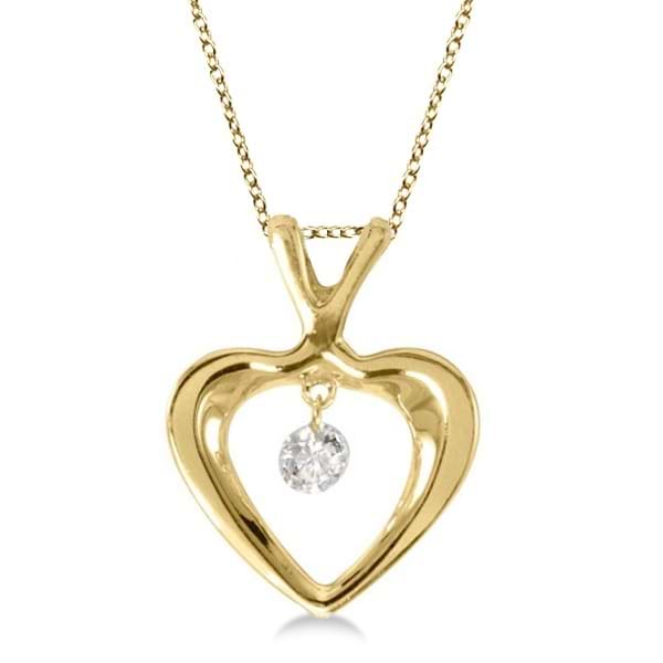 Dashing Diamonds Open Heart Diamond Pendant Necklace 14k Yellow Gold