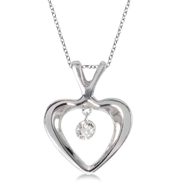 Dashing Diamonds Open Heart Diamond Pendant Necklace 14k White Gold