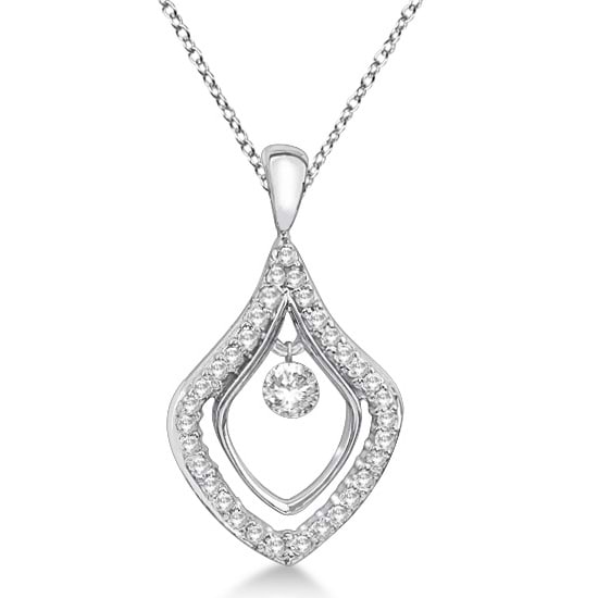 Unique Shaped Diamond Pendant Necklace 14k White Gold (0.30ct)