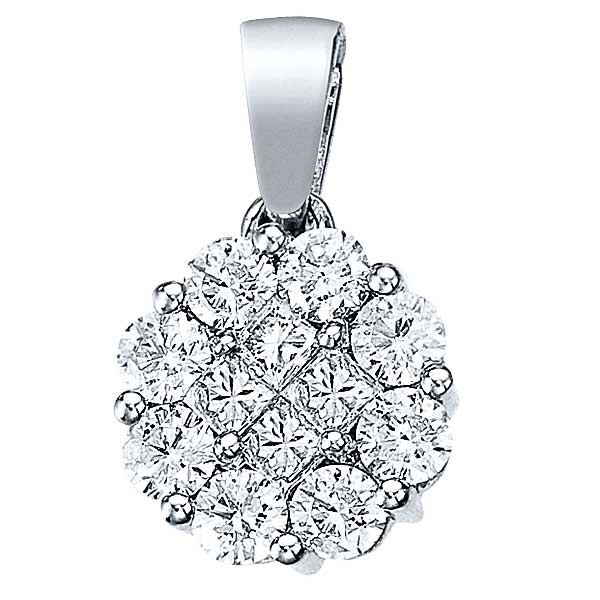 0.52ct Diamond Clusters Flower Pendant Necklace in 14k White Gold