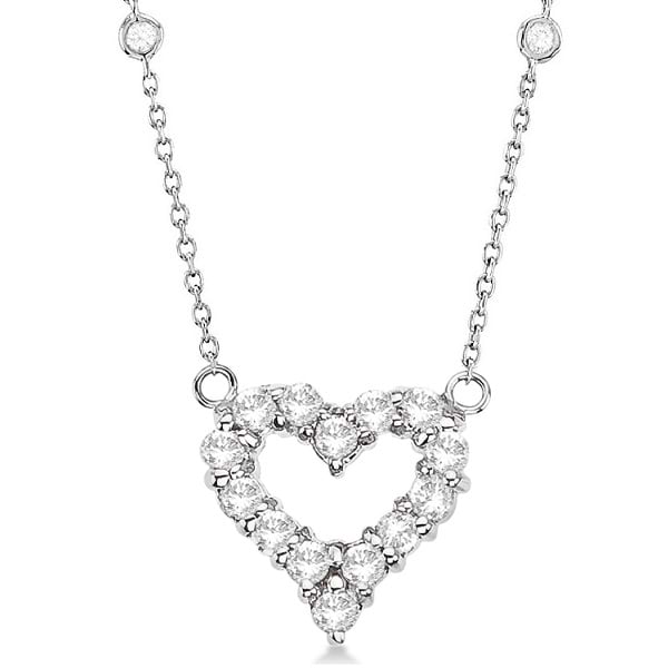 Diamonds By The Yard Heart Pendant Necklace 14k White Gold (1.00ct)