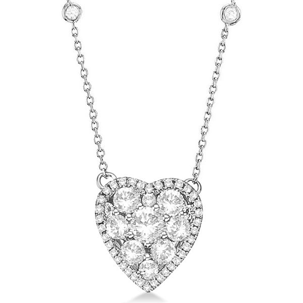 Diamonds By The Yard Heart Pendant Necklace 14k White Gold (1.20ct)