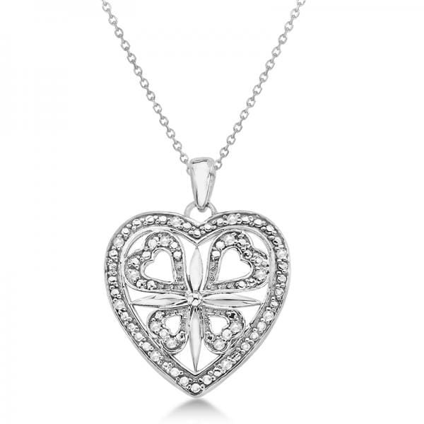 Diamond Multi Heart Pendant Necklace in 14K White Gold (0.80ct)