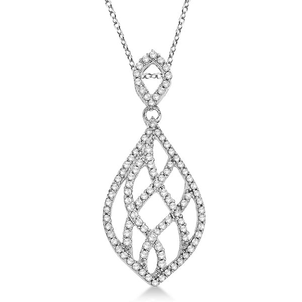 Diamond Teardrop Pendant Necklace 14k White Gold (0.30ct)