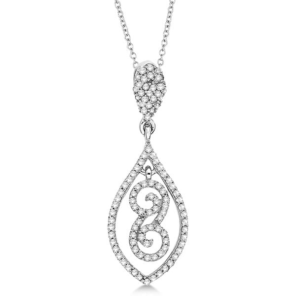 Marquise Teardrop Diamond Pendant Necklace in 14K White Gold (0.30ct)