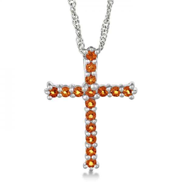 Citrine Cross Pendant Necklace Sterling Silver (1.60ct)