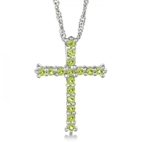 Peridot Cross Pendant Necklace Sterling Silver (2.08ct)