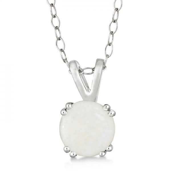 Round Opal Solitaire Pendant Necklace Sterling Silver (0.80ct)