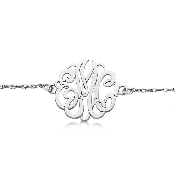 Personalized Initial Monogram Chain Bracelet in Sterling Silver