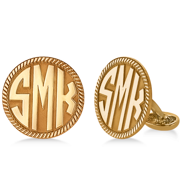 Customizable Monogram Cufflinks in Rose Gold Over Sterling Silver