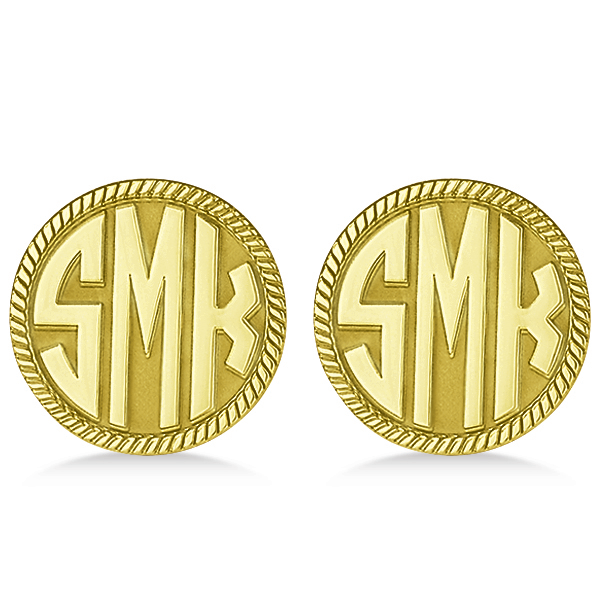 Customizable Monogram Cufflinks in Yellow Gold Over Sterling Silver