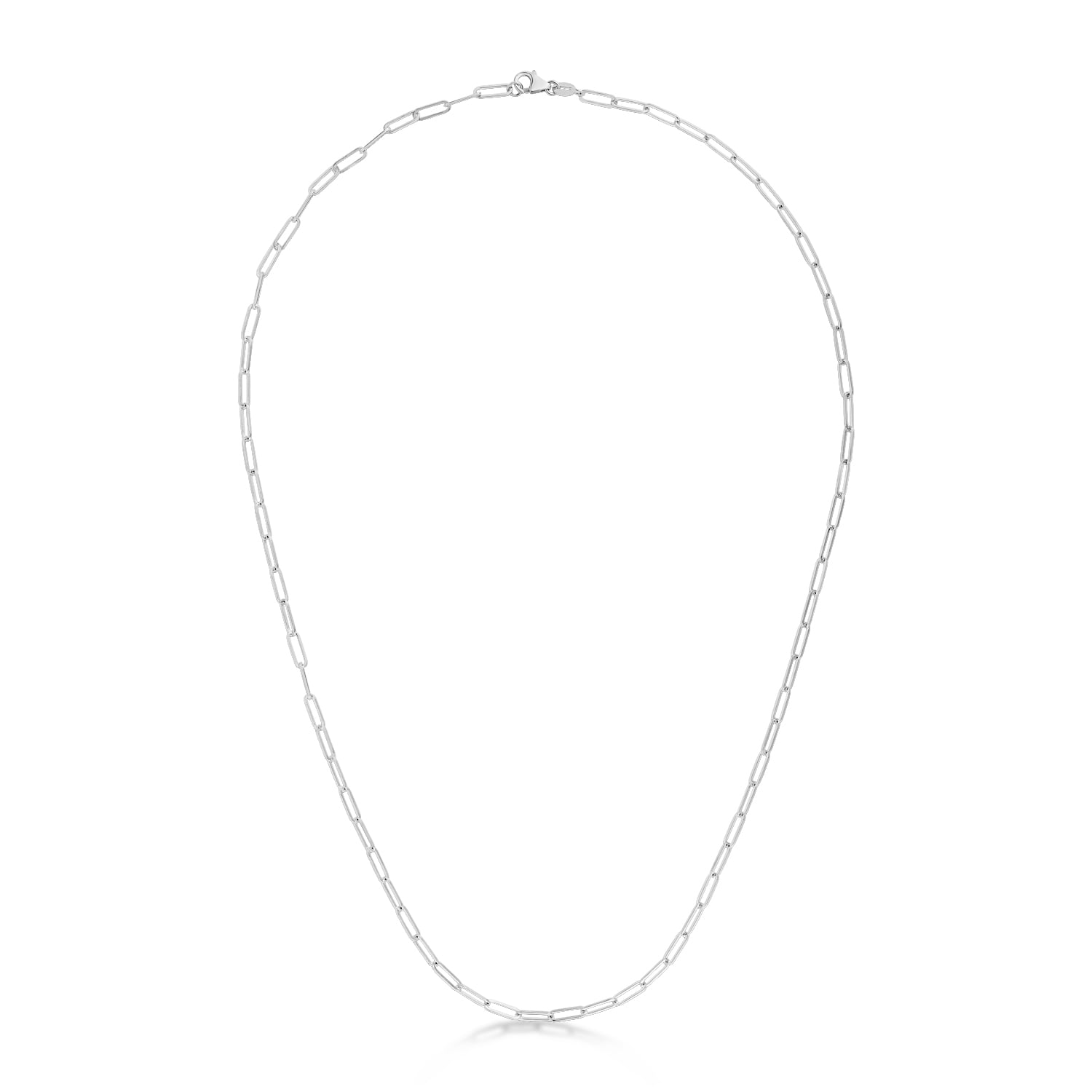 Small Paperclip Link Chain Necklace 14k White Gold (2.1mm)