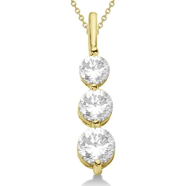 Three-Stone Graduated Diamond Pendant Necklace 14K Yellow Gold (1.05ct)