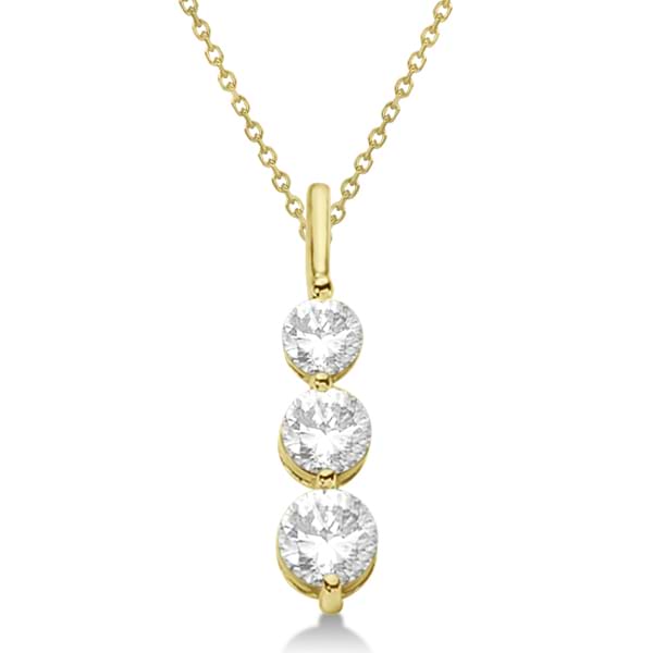 Three-Stone Graduated Diamond Pendant Necklace 14K Yellow Gold (1.05ct)