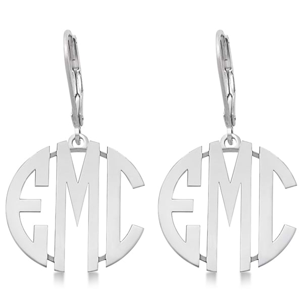 Bold 3 Initials Monogram Earrings in Sterling Silver