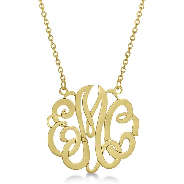 Personalized Monogram Pendant Necklace in 14k Yellow Gold