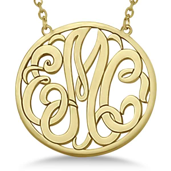 Custom Initial Circle Monogram Pendant Necklace in 14k Yellow Gold