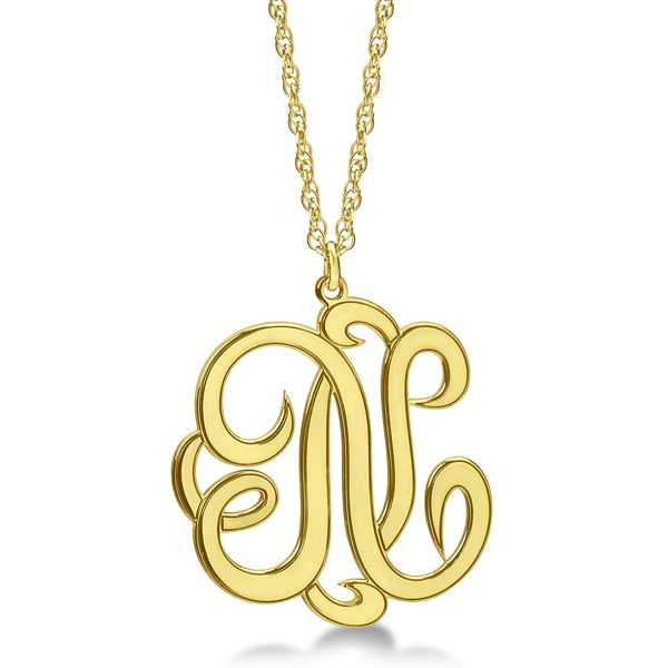 14k Gold Monogram Necklace Monogram Necklace in Gold -   Monogram  necklace gold, Personalized monogram necklace, Monogram necklace