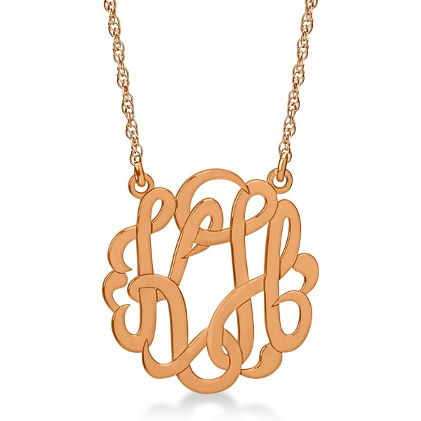 Personalized Double Initial Monogram Pendant in 14k Rose Gold