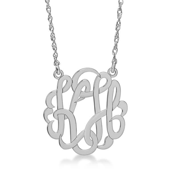 Personalized Double Initial Monogram Pendant in 14k White Gold
