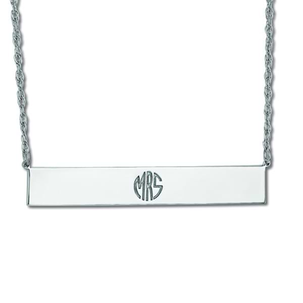 Customizable Monogram Bar Pendant Necklace in 14k White Gold