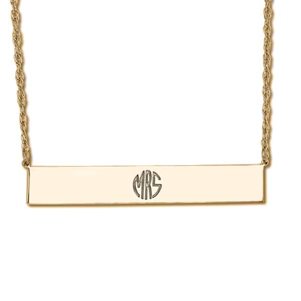 Customizable Monogram Bar Pendant Necklace in 14k Yellow Gold