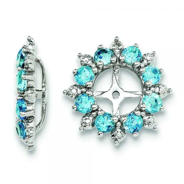 Diamond Accented Blue Topaz Earring Jackets in Sterling Silver (1.30ct)