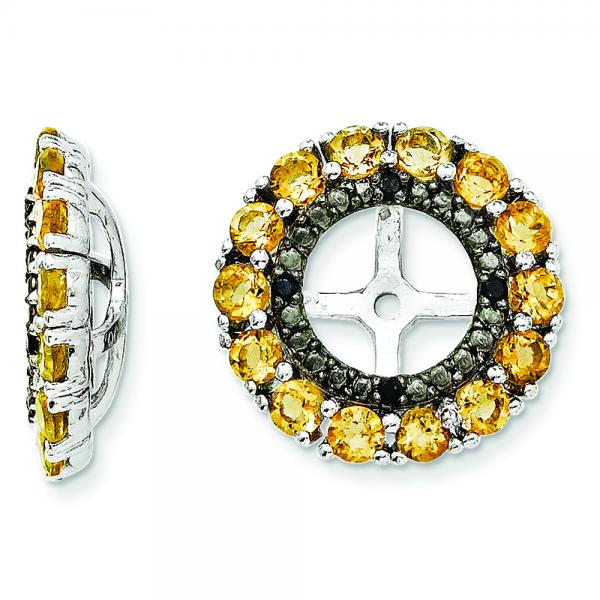 Citrine & Black Sapphire Earring Jackets in Sterling Silver (0.99ct)