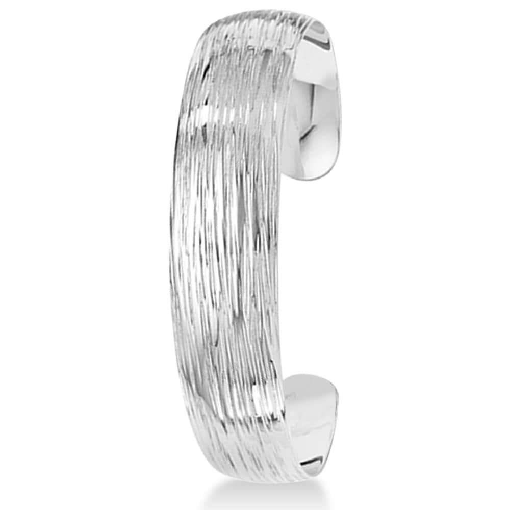 Textured Slip-On Bangle Bracelet in Plain Metal Sterling Silver