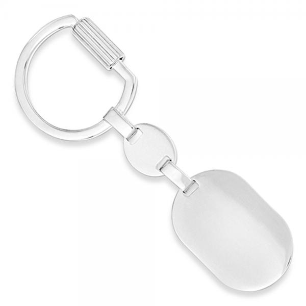 Polished Oval Key Ring in Plain Metal Sterling Silver