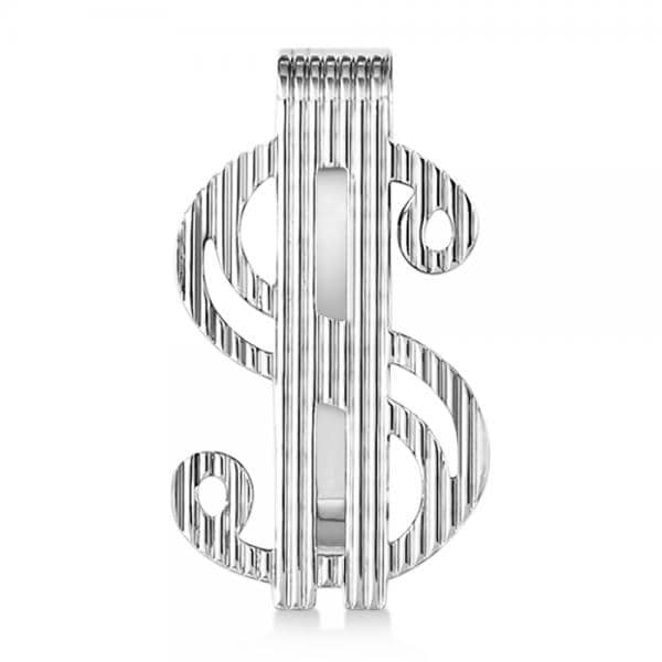 Dollar Sign Money Clip in Plain Metal Sterling Silver