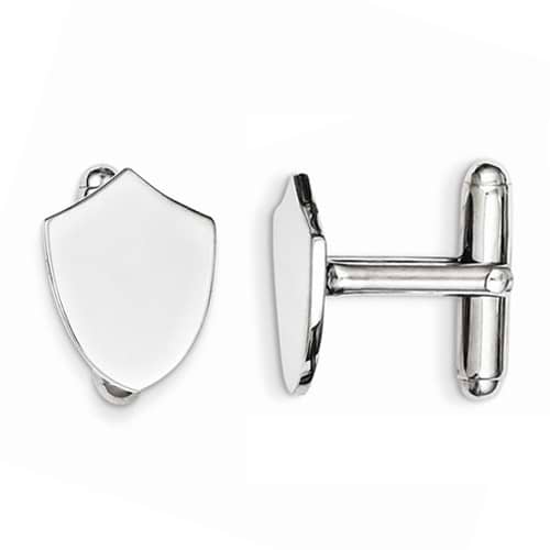 Badge Design Cuff Links in Plain Metal Sterling Silver