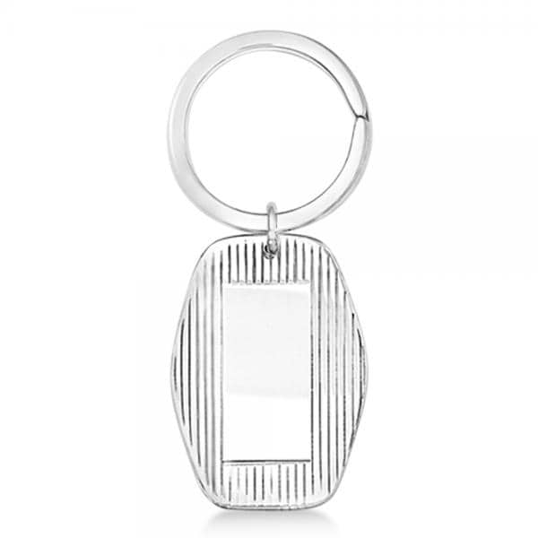 Textured Key Chain in Plain Metal Sterling Silver