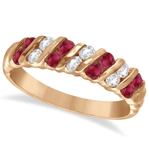 Ruby and Diamond Channel Band 14k Rose Gold (0.80ctw)