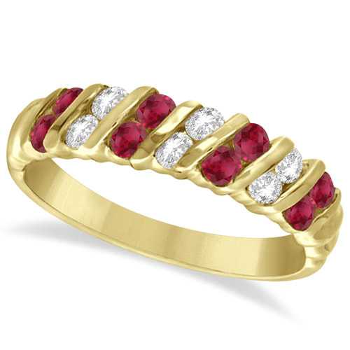 Ruby and Diamond Channel Band 14k Yellow Gold (0.80ctw)