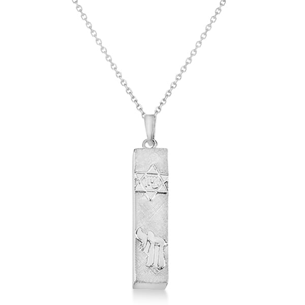 Mezuzah Pendant Necklace in Sterling Silver
