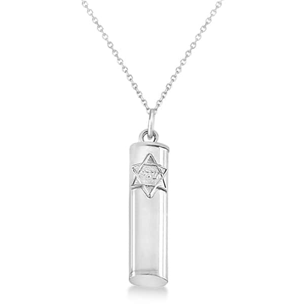 Mezuzah Pendant Necklace in Sterling Silver
