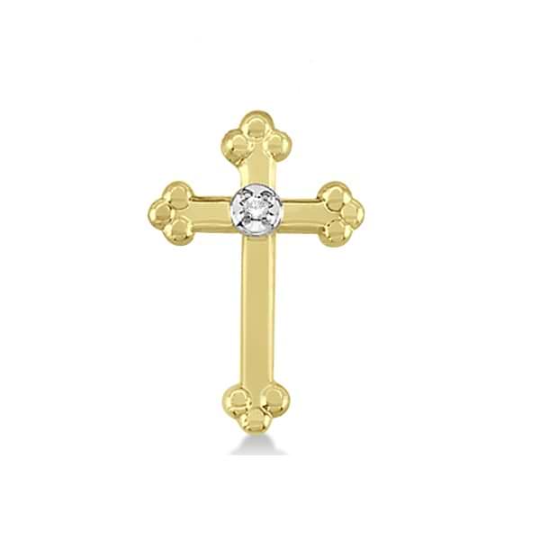 Diamond Cross Lapel Brooch Pin in Plain Metal 14k Two Tone Gold (0.01ct)