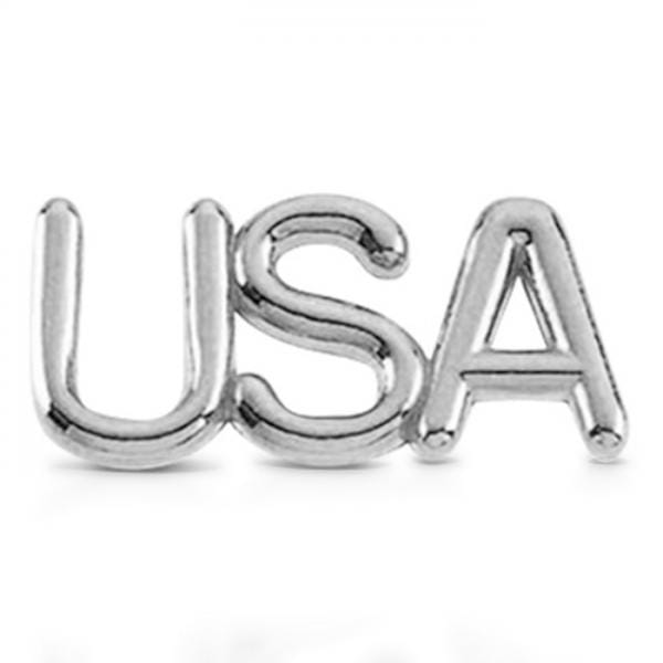USA Lapel Pin Patriotic Jewelry in 14k White Gold