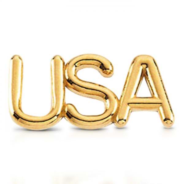 USA Lapel Pin Patriotic Jewelry in 14k Yellow Gold