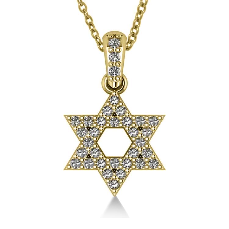 Diamond Jewish Star of David Pendant Necklace 14k Yellow Gold (0.33ct)