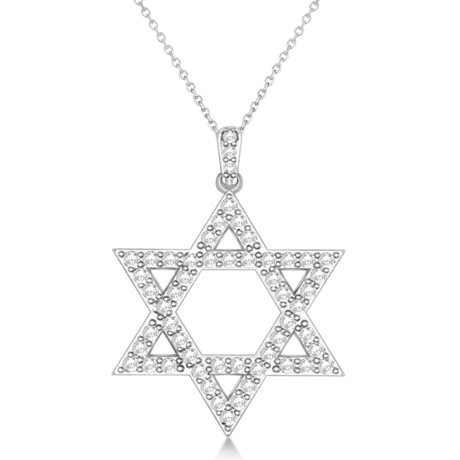 Diamond Jewish Star of David Pendant Necklace 14k White Gold (1.05ct)
