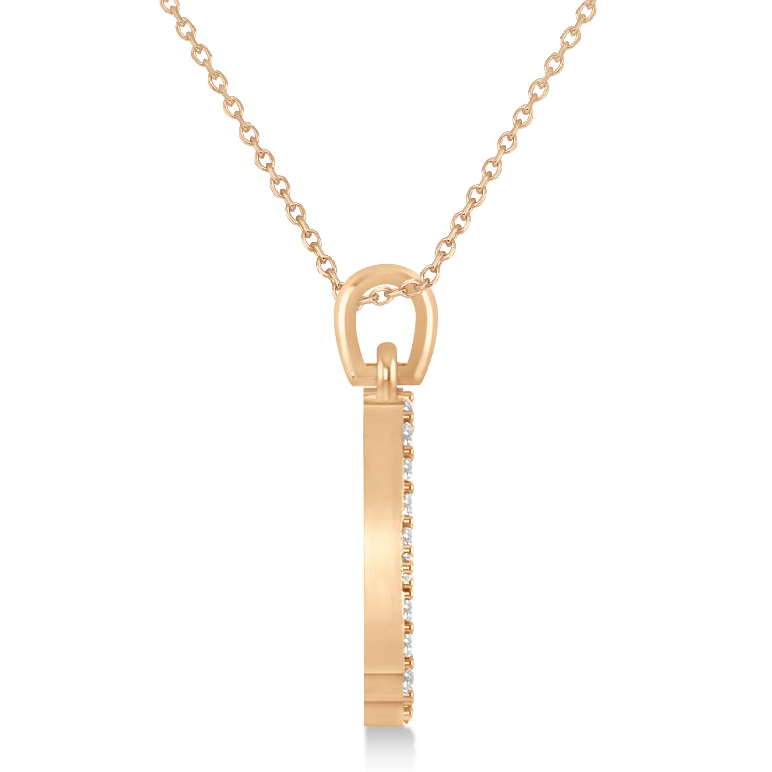 Evil Eye Hamsa Diamond Pendant Necklace 14k Rose Gold (0.52ct)