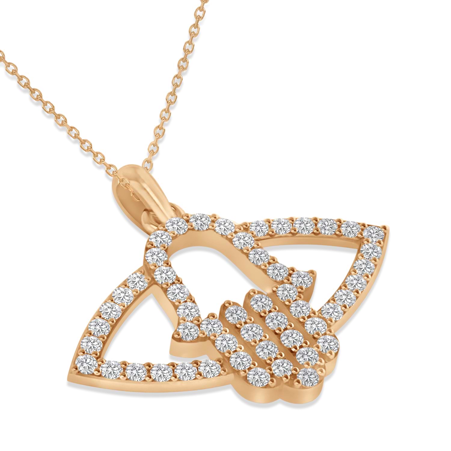 Evil Eye Hamsa Diamond Pendant Necklace 14k Rose Gold (0.52ct)