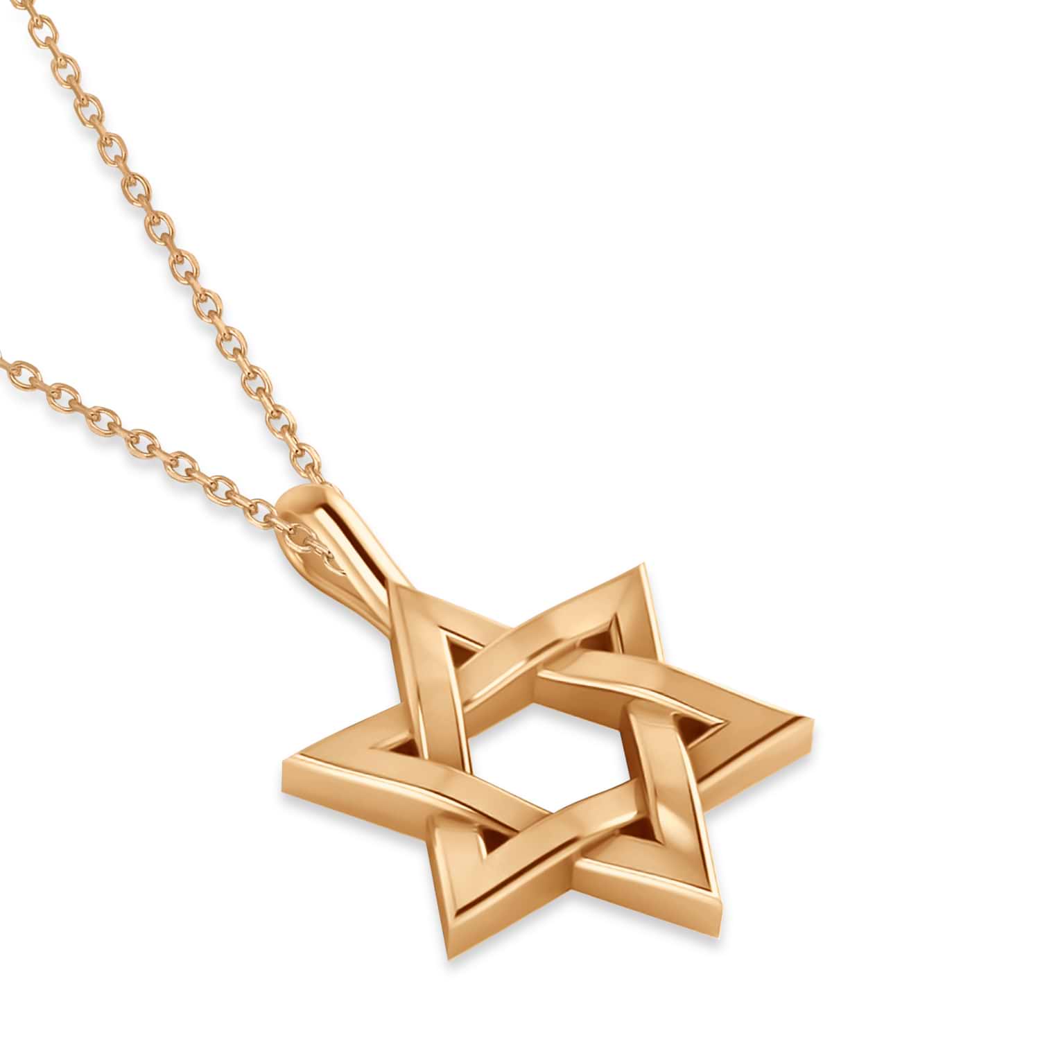 Jewish Star of David Pendant Necklace 14K Rose Gold