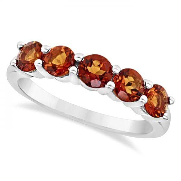 Madeira Citrine Five Stone Ring Sterling Silver (1.15ct)
