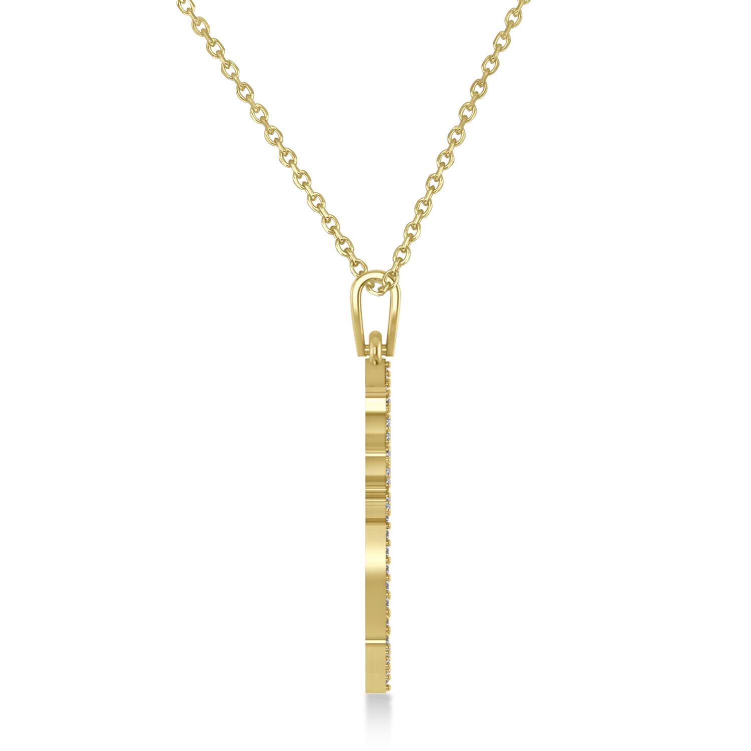 Diamond Angel Cross Outline Pendant Necklace 14k Yellow Gold (0.68ct)